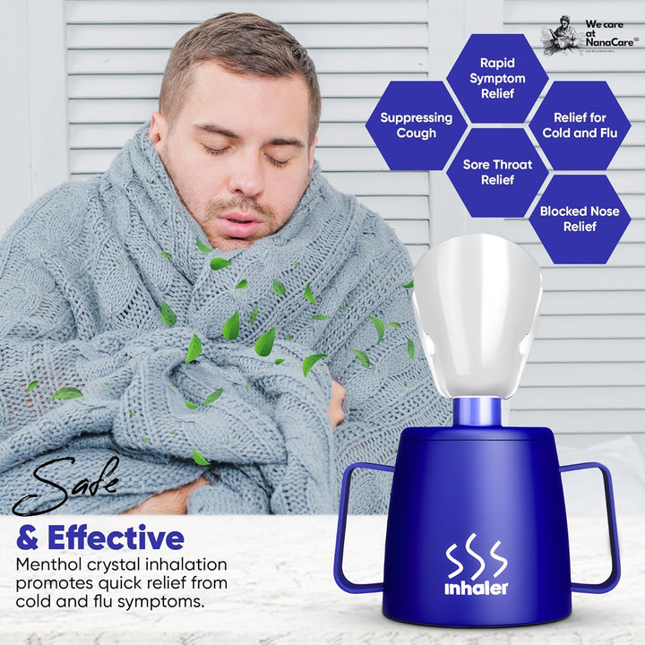 UK Steam Inhaler Cup with Powerful Menthol Crystals and Nasal Stick | the Personal Steam Inhaler Provides Relief from Flu, Colds, Blocked Nose and Cough | Suitable for Adults and Kids