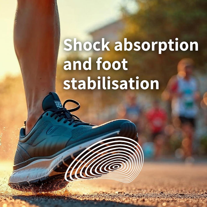 Shock Stopper Insoles Men & Women – Full-Length Shock Absorbing Full Strike Insoles for Running, Football, Tennis & High-Impact Sports – Antibacterial, Trim-To-Fit Inserts – Sizes 3-12.5UK