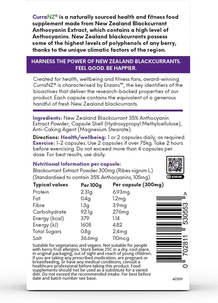 New Zealand Blackcurrant Anthocyanin Extract Supplement (30 Capsules)