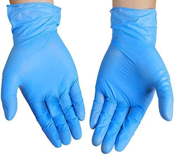 Blue Vinyl Disposable Gloves Large 100 Pack - Latex Free, Powder Free Medical Exam Gloves - Surgical, Home, Cleaning, and Food Gloves - Ambidextrous (L Pack of 100)