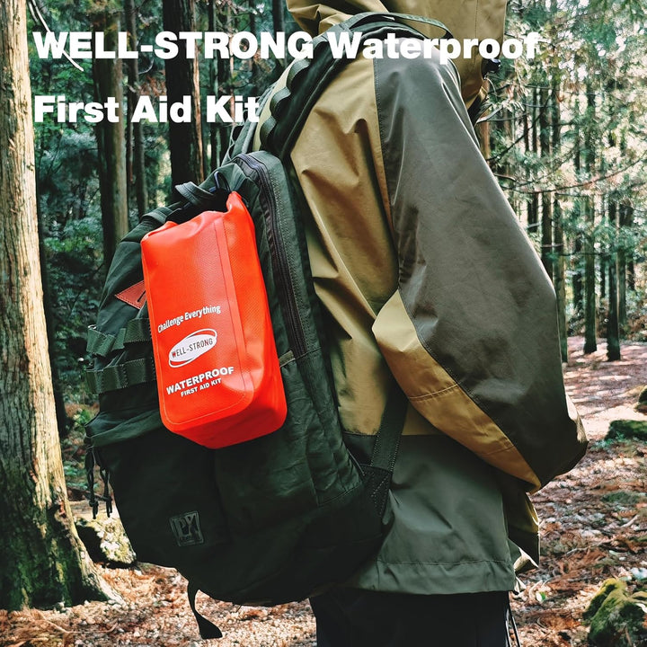Waterproof First Aid Kit Roll Top Boat Emergency Kit with Waterproof Contents for Fishing Kayaking Boating Swimming Camping Rafting Beach Orange