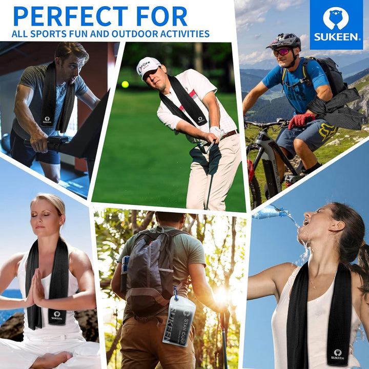 Cooling Towel, Towels 4 Pack, Gym for Women, Cool Towel Instant Relief Stay Ice Neck (2*Dark Grey/2*Dark Blue/2*Grey/2*Black), 40 X12 Inch