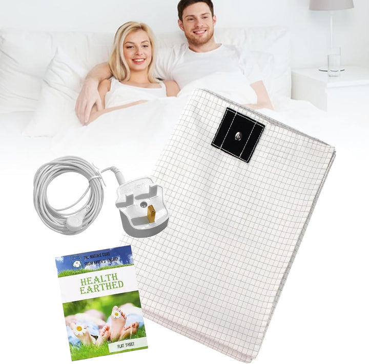 Grounding Bed Sheet, Grounding Mat Earthing UK with 10% Silver Fiber & 90% Organic Cotton for Improved Sleep Natural Wellness and Healthy Earth Energy Mat (68×132Cm)