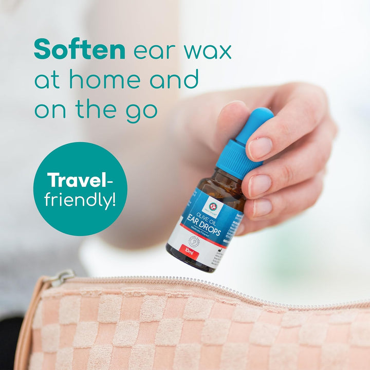 Olive Oil Ear Drops for Wax Removal and Blocked Ears, 10Ml - 100% Natural Ear Wax Removal Drops with Pipette Dropper Softens and Removes Hardened Earwax Buildup - Advanced Ear Wax Drops