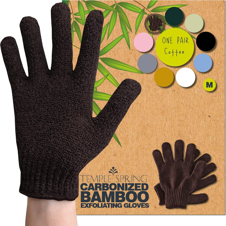 Exfoliating Glove, Carbonized Rayon Bamboo Body Scrubber, Loofah Exfoliating Mitt, Shower Scrubber Wash Cloth, Body Exfoliator Scrub, Loofa Shower Gloves Bath Sponge - Grey