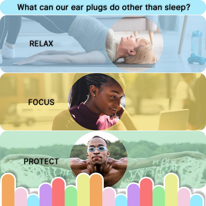 Ear Plugs for Sleep Soft Silicone Reusable, Earplugs for Sleeping Noise Cancelling(4Pairs) Multicoloured