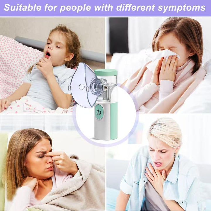 Nebuliser Machine for Adults& Kids,Handheld Nebulizer with Charging Function,With 2 Masks and Mouthpiece, Handheld Nebulizer Easy to Use & Clean, Suit for Home & Travel (Green)