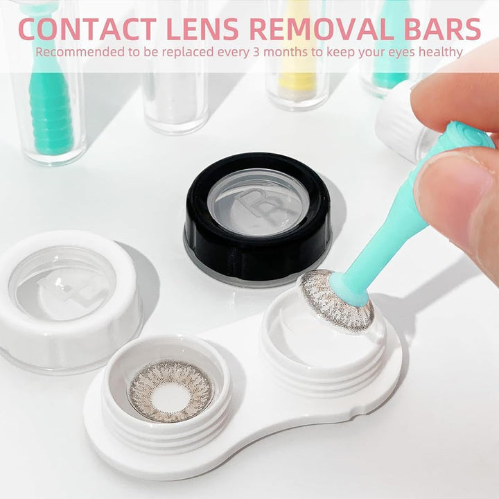 Contact Lens Applicator,4 Pieces Silicone Contact Lens Inserter,Contact Lens Remover Set,Contact Lens Remover Tool with Storage Cases for Home Travel Outdoor Activities(Green)