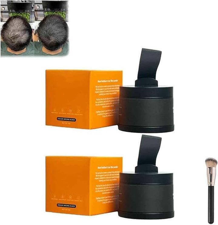 Hairbear Hair Filler,Hair Filler Powder,Long Lasting Water Proof,Fast & Full Care,Natural Hair Thickening Fibers Instant Volume & Scalp Coverage (2Pcs-Black, 39 G (Pack of 1))