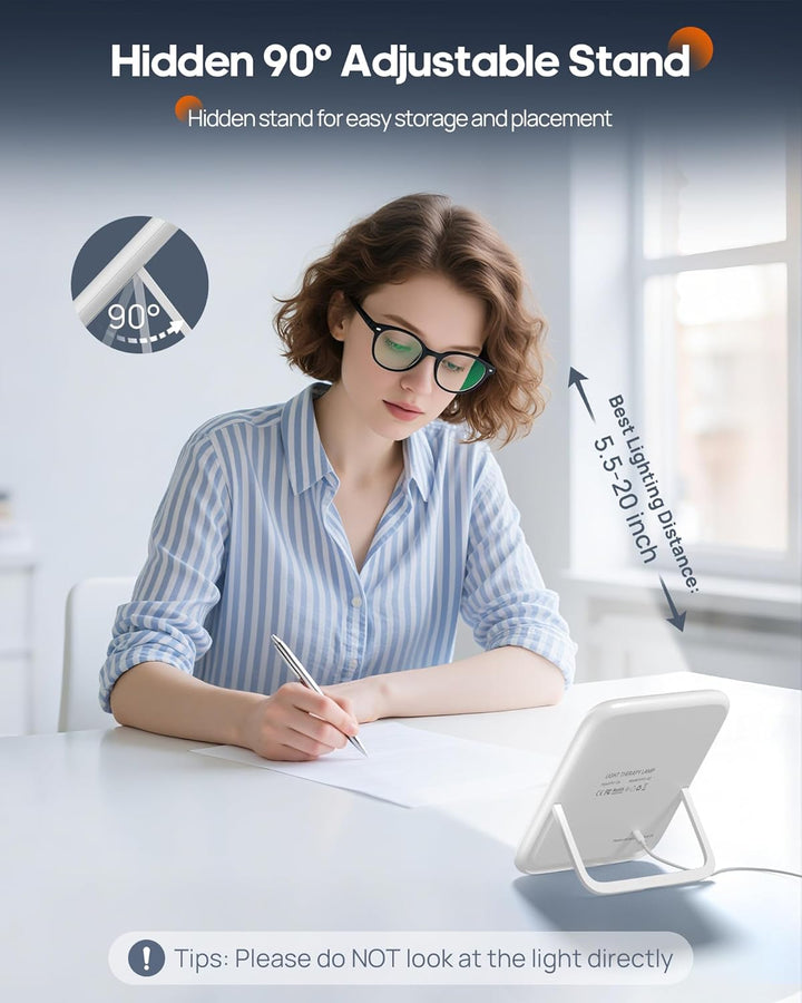 SAD Lamp, 10000 Lux Light Therapy Lamp for Depression, Sad Light Uv-Free with 3 Colors Temperature, Stepless Brightness, 4 Timer Setting, Daylight Lamp Portable Light Therapy Box for a Happy Mood