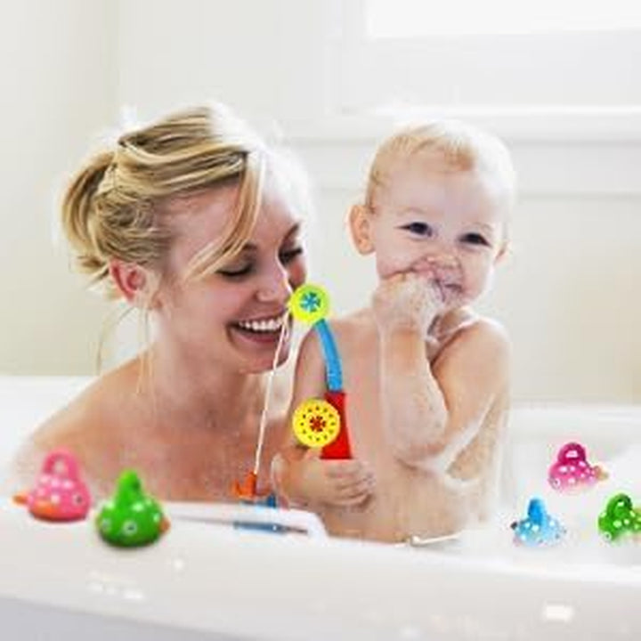 Baby Bath Toys Fishing Game for 2 3 4 Year Olds Toddler Kids Paddling Pool Toys with 2 Toy Fishing Rod 6 Fishing Toys,Baby Shower Bath Toys Water Play Game for Kids