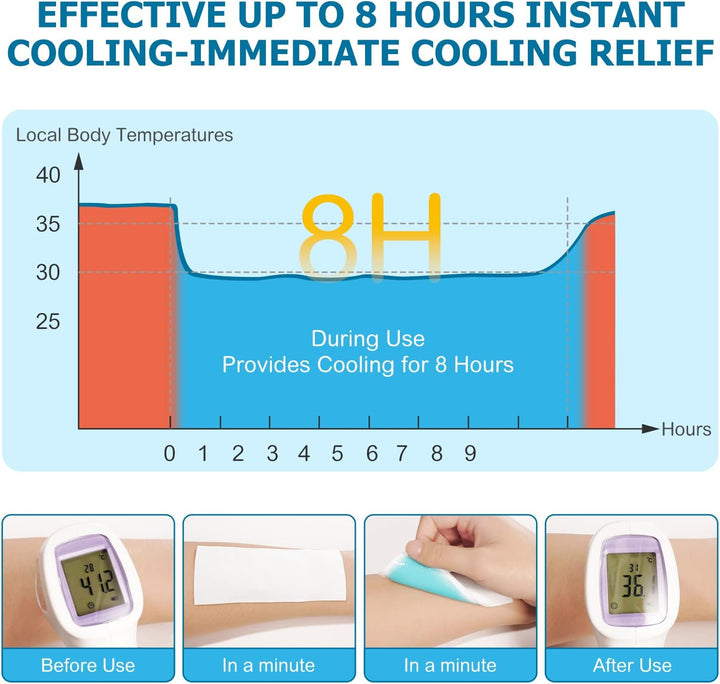 16 Sheets Cooling Fever Patch for Kids,Cooling Forehead Strips Cooling Gel Pads for Baby Children Adult, Forehead Fever Cool Pads