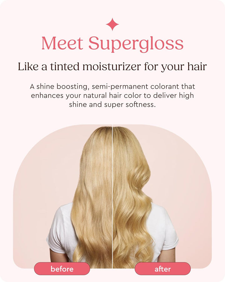 Supergloss Color Conditioning Gloss with Dispensing Pump – Hydrating Semi-Permanent Color Hair Gloss & Shine Boost – for Medium to Dark Blonde Hair – 6.4 Fl Oz - Beach Blonde