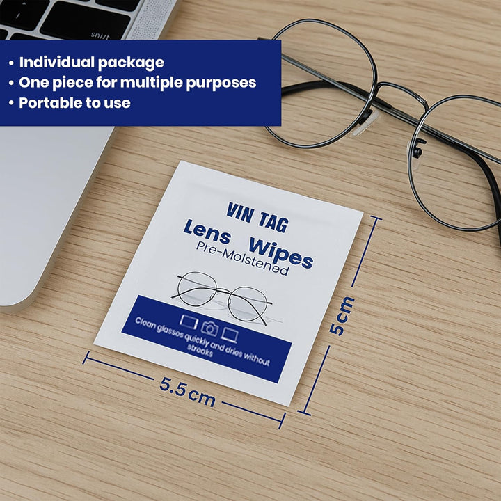 200 Premium Glasses Cleaner Wipes, Individually Wrapped Streak-Free Lens Wipes for Glasses & Quick Drying Spectacle Wipe for Phones, Laptops, Tablets, TV & Cameras – Bulk Pack 5.5" X 4.7"