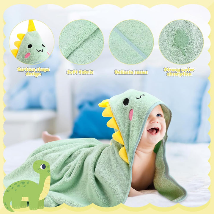 Hooded Baby Towel,80X80Cm Animal Design Baby Bath Towel with Hood for Newborn Boys and Girls(Green)