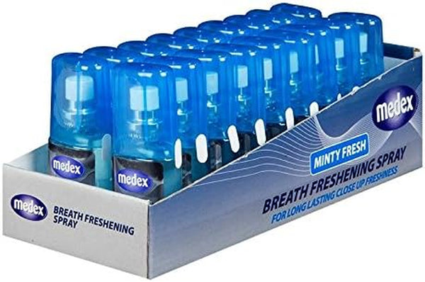12 X New Medex Mint Freshener Mouth Bad Breath Long Lasting Minty Fresh Compact Pack Handbag Size Instant Refreshing Spray 20Ml