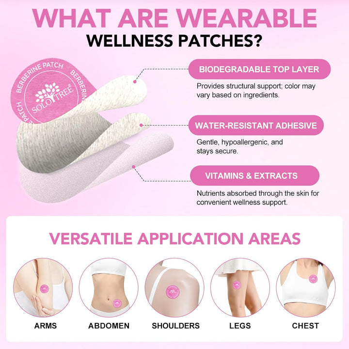 Berberine Patches 30Pcs, Berberine & Cinnamon Extract, Vegan