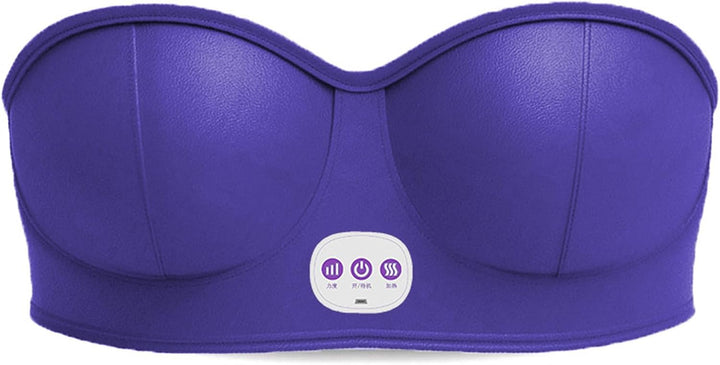 Electric Breast Massagers, Breast Enhancer Massager Bra, USB Wireless Bust Lift Massager, Portable Breast Enlargement with Hot Compress & 3 Gear Massage for Shaping Chest Anti-Sagging (Purple)