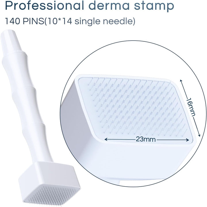 Adjustable Derma Stamp, 0-3Mm 140 Titanium Pins Professional Microneedle Dermastamp for Hair Beard Growth Face Body, Derma Roller Microneedling Pen Alternative