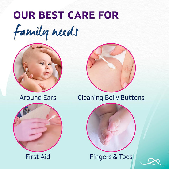 Baby Wool Safety Buds, 1 X Pack of 60, Certified Organic, 100% Pure Wool Tips, Durable Paper Stems, Plastic Free Cotton Buds, Dermatologically Tested.