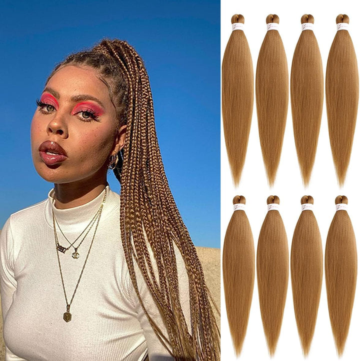 3 Packs Pre Stretched Braiding Hair Extension Yaki Texture EZ Braids Hair for Coi Leray Braids Black Braiding Crochet Hair Extensions /30 Inch 1B#