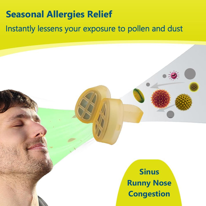 Allerscreen Nasal Filters, Model 2024, Seasonal and Dust Allergies Aid (L, 3 Nasal Filters+12 Replacements)