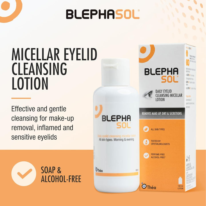 Blephasol Micellar Eyelid Cleansing Lotion | Gentle Removal of Dirt & Makeup | Suitable for Sensitive Skin/Eyelids | Perfume & Alcohol-Free | 2 PACK | 2 X 100 Ml Bottle