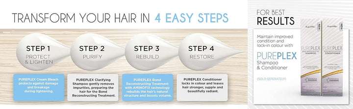 Pure Plex Bond Reconstructing Cream Hair Bleach, Ammonia Free Formulation Lifts up to 8 Shades, Protects & Repairs, While Lightening. Full Hair Bleaching Kit.