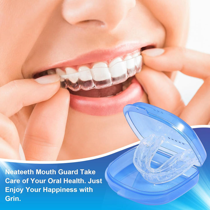 Mouth Guard for Teeth Grinding, Upgraded Night Guards for Sleeping, Pack of 4 Moldable Mouth Guard Stops Bruxism and Teeth Clenching 2 Sizes with a Travel Cases