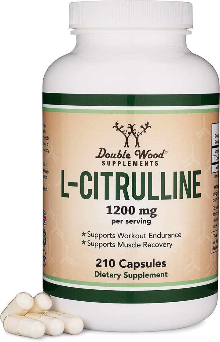 Double Wood L Citrulline | 180 L-Citrulline Capsules - 1200Mg L Citrulline per Serving | 90 Servings | Nitric Oxide Supplement | Promotes Cardiovascular and Muscle Health | Non-Gmo | UK Manufactured