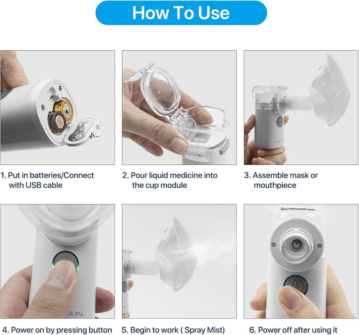 Portable Nebuliser Machine for Adults and Kids,Handheld Steam Inhaler for Home Use Only, Cool Mist Atomizer with Storage Bag, Ultra-Quiet and Efficient Atomization