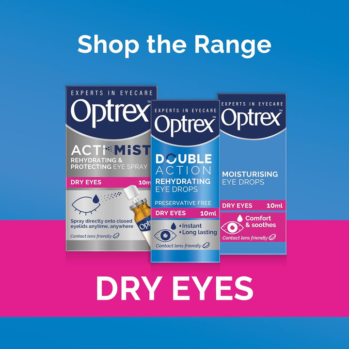 Double Action, Dry Eyes, 10 Ml, Moisturising Drops for Dry & Tired Eyes, Fast Long-Lasting Relief, Restores Moisture, Suitable with Contact Lenses, Eye Care Solution, Instant Relief