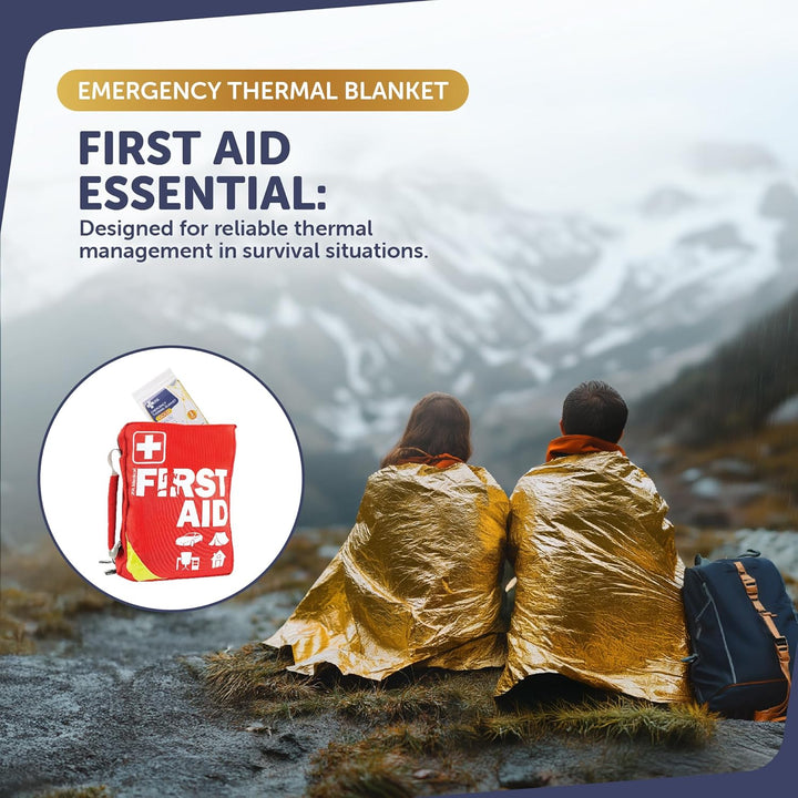 5 X Individually Packaged Gold Colour Medical First Aid Foil Survival Blankets for Personal Use - Reflective to Maintain Body Heat
