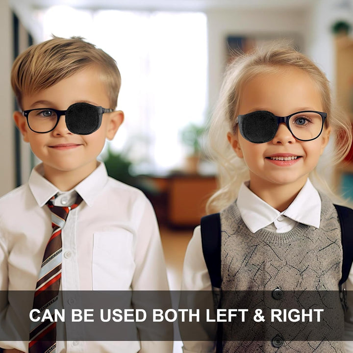 4 Pcs Eye Patches for Adults Kids, Right & Left Eye Patch for Glasses, Reusable Lazy Eye Patch for Treating Lazy Amblyopia Strabismus after Surgery (Black)