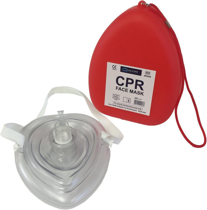 Qualicare CPR FACE MASK RESUSCITATION FIRST AID BREATHE REUSABLE AIR MOUTH GUARD