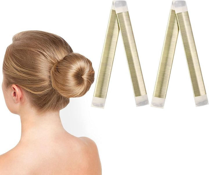 Hair Bun Shaper, 2Pcs Easy Donut Bun Maker for Hair, French Twist Fold Wrap Snap Band for Making DIY Hair Styles, Ballet Hair Deft Bun Hair Styling Accessories for Girls Women