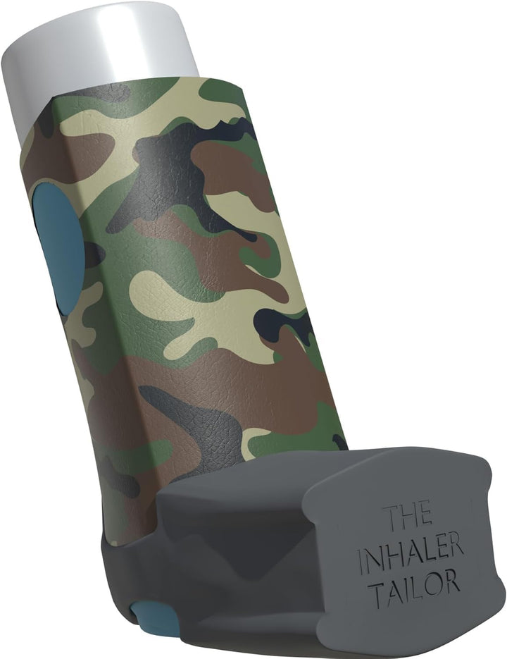 Sport Collection of Inhaler Cases – for Ventolin and Shorter Style Inhalers – Vegan Leather Case for Kids and Adults – Handmade in England (Neon Geometric, Shorter Style)