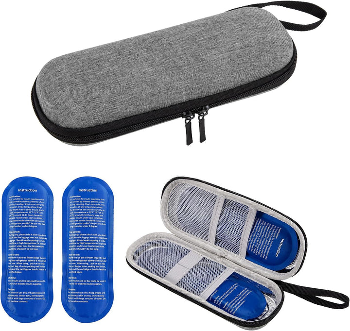 Insulin Cooler Travel Case,Small Medicine Cool Bag with 2 Ice Packs for Diabetic Needles Injection Pen Storage,Portable Monjaro Travel Case Medical Medication Insulated Box for Diabetes (Purple)