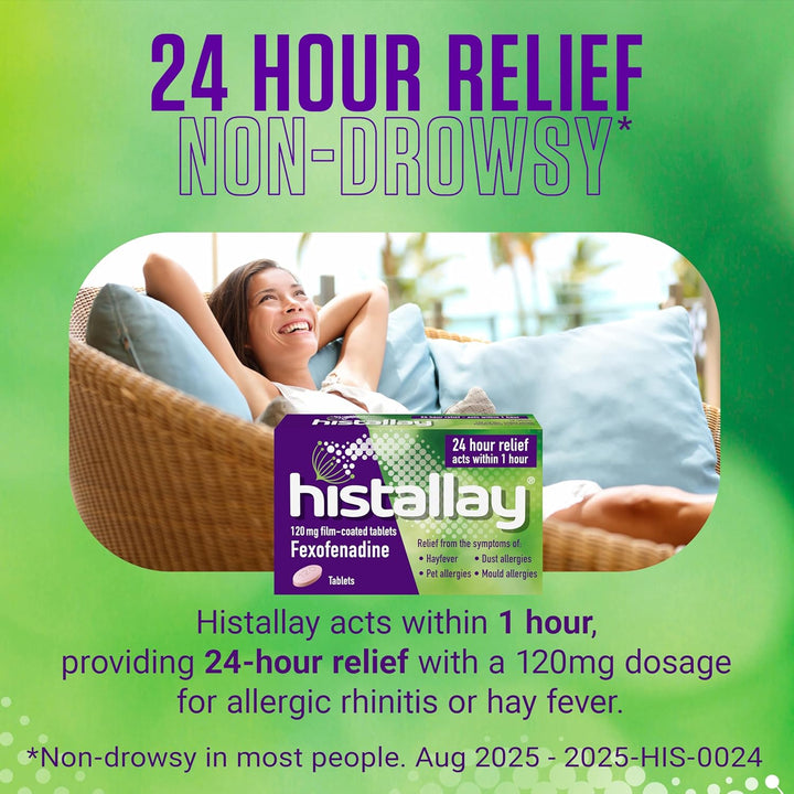 Hayfever & Allergy Relief Tablets, 30 Tablets, 120Mg Fexofenadine, Antihistamine 24Hr Relief, Acts within 1Hr, Relieves Hayfever, Pet, Dust and Mould Allergies