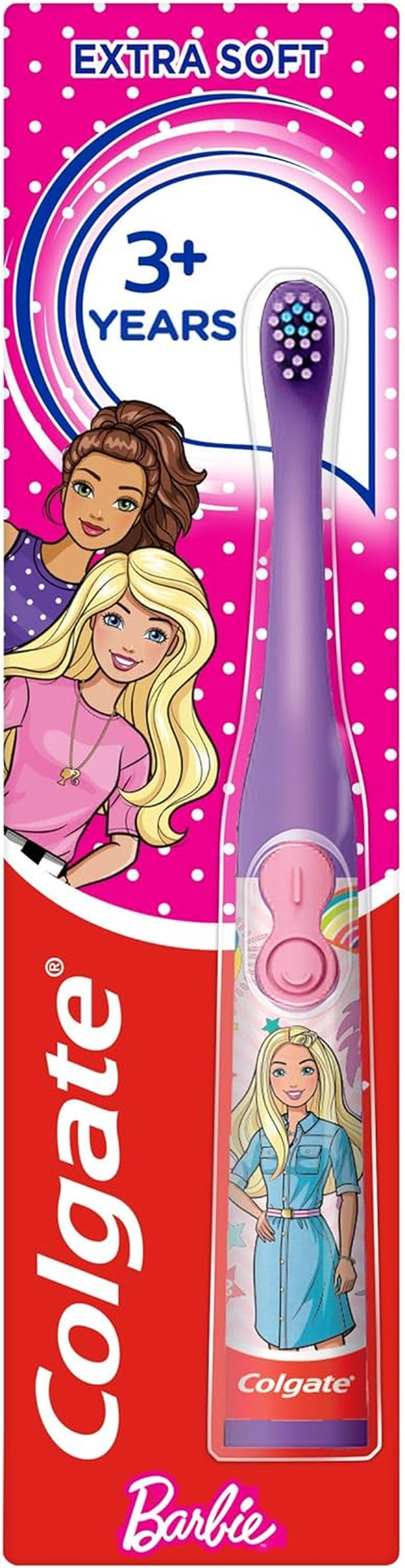 Kids Battery Barbie Extra Soft Bristles Toothbrush, 3+ Years, with Sonic Vibrating Bristles to Remove More Plaque and Slim Easy to Hold Handles