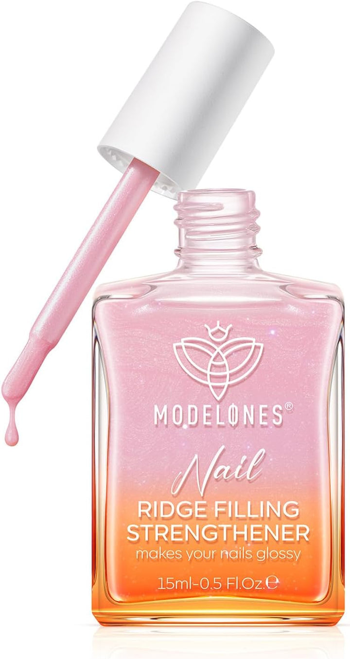 Nail Care 8 in One Ridge Filling Strengthener Treatment, Nail Polish Strengthener for Damaged and Weak Nails, Nail Hardener Extra Strong and Growth Smoothing Base Coat Clear Varnish 15Ml