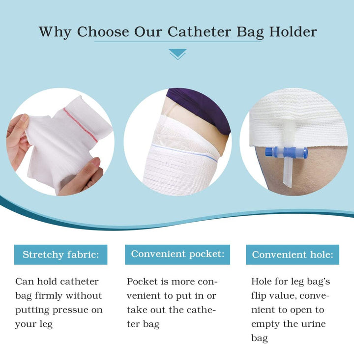 Catheter Leg Bag Holder 2 Pcs Convenient Washable Reusable Elastane Stitched Wrapped Urine Bag Designed for the Incontinent M