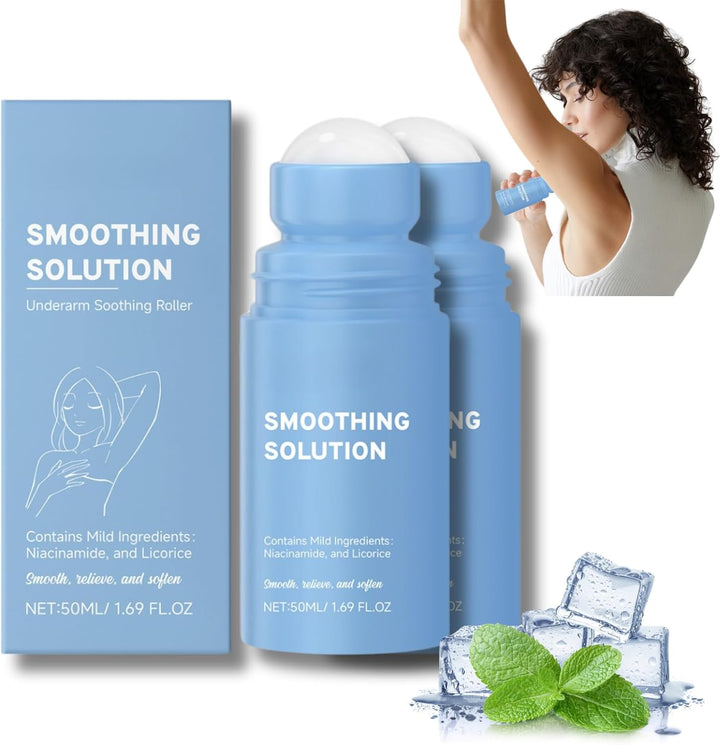 2 Pcs Smoothing Solution Ingrown Hair Treatment,Razor Bumps Treatment for Women Underarm,After Shave Soothing Roll-On Serum,Gently Clean Armpits Moisturizing and Skin Soothing Serum,Shaving Oil Women