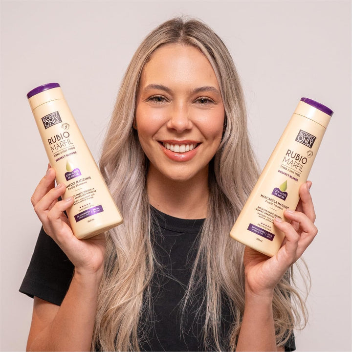 Hair Purple Toning Mask | Eliminates Brassiness | Neutralizes Yellow & Orange Tones | Rubio Marfil Blonde Pearl with Argan Oil Perfect Blonde (Beige) 11.8 Fluid Ounce (350 Ml)
