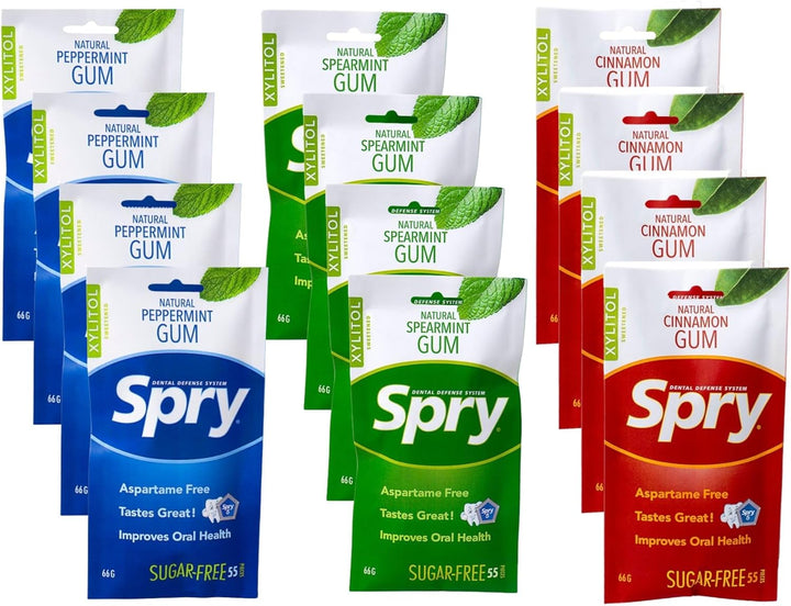 Fresh Natural Xylitol Chewing Gum Dental Defense System - Aspartame-Free, Sugar-Free, Non-Gmo, Gluten-Free (Spearmint, 100 Count - Pack of 1)