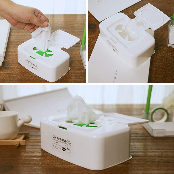 Baby Wipes Dispenser, Push Button Portable Wet Wipes Dispenser Box Strong Seal Toilet Wipes Dispenser Box, for Keeping Wipes Fresh