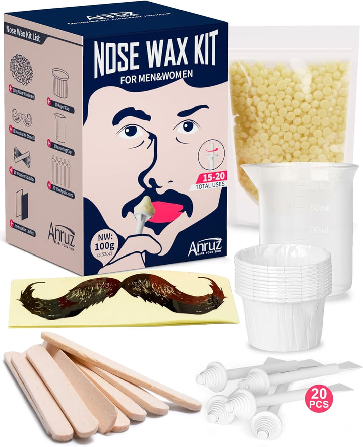 Waxing Kit, Wax Kit for Hair Removal, Wax Pot for Waxing Professional with Silicone Bowl,4 Bags Wax Beads and 20 Applicator Sticks, 2 Treatment Oils-At Home Wax Machine for Full Body Waxing