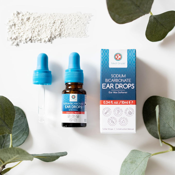Quick-Action Sodium Bicarbonate Ear Drops for Wax Removal and Blocked Ears, 10Ml - Ear Wax Removal Drops Dissolve and Remove Earwax for Clean Ears - Natural Bicarbonate of Soda Ear Drops