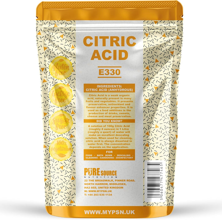 Citric Acid Bath Bombs, Food Flavouring, Preserving, Cleaning & Descaling | 100% Pure | for Organic Production, GMO Free (1000G)