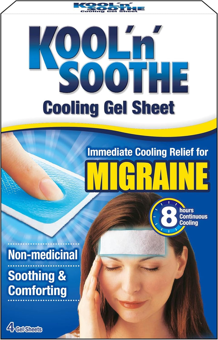 MIGRAINE Cooling Gel Sheets/ 4 Pack/Immediate Cooling Relief for Migraine & Severe Headache